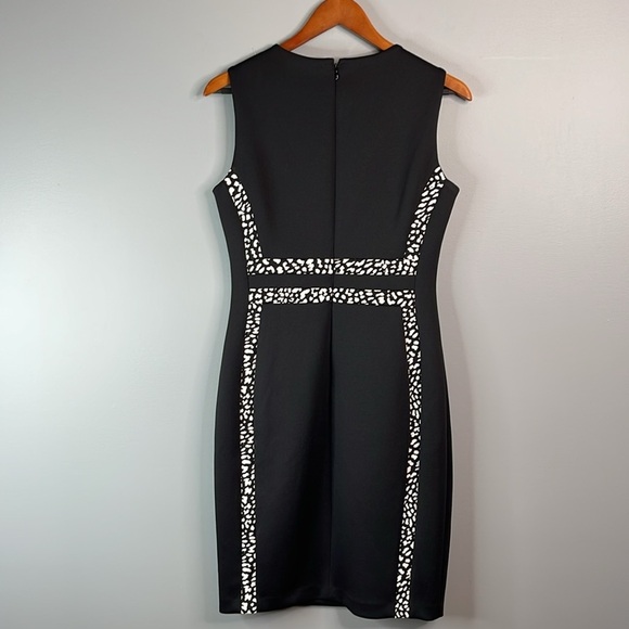 Calvin Klein NWT Sleeveless Ponte ColorBlock Sheath Dress Black White Animal 8 - Picture 7 of 12